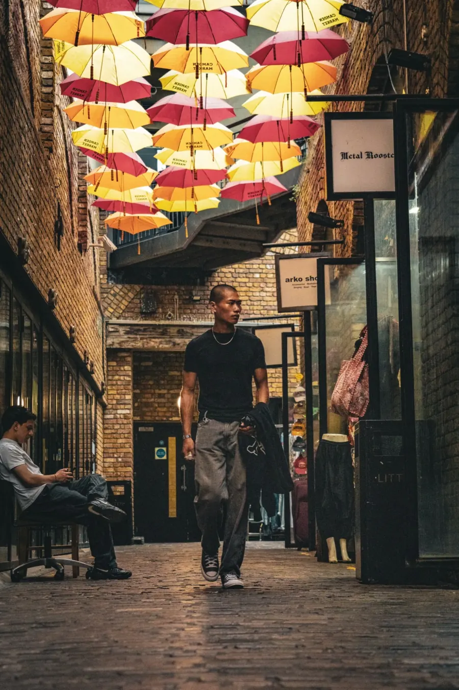 Black and white street photograph from London